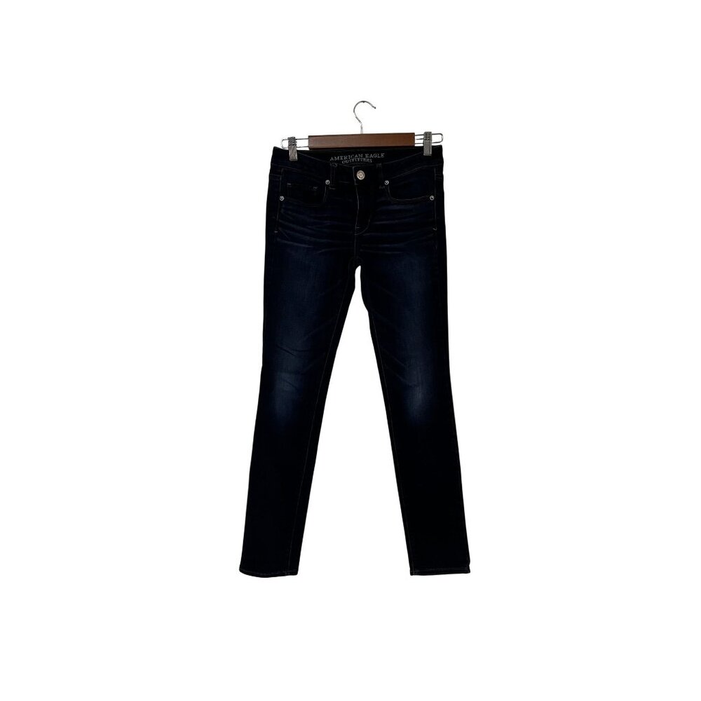 American Eagle Womens Dark Wash Skinny Jeans Mid-Rise Stretch Denim Size 6